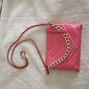 Pink and gold chain purse